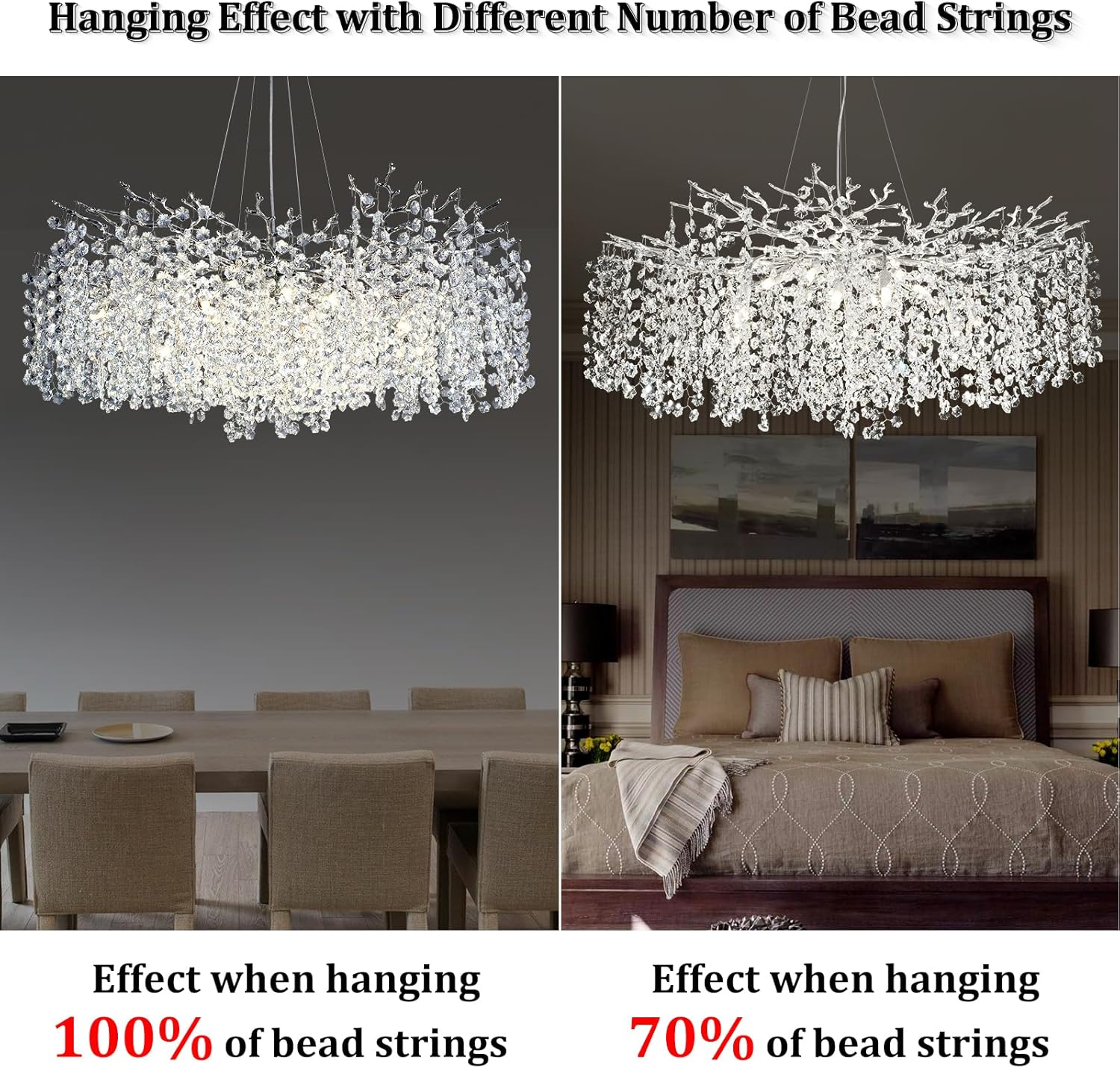 Snowflake Tree Branch Chandelier for All Rooms L30" 40" 55"