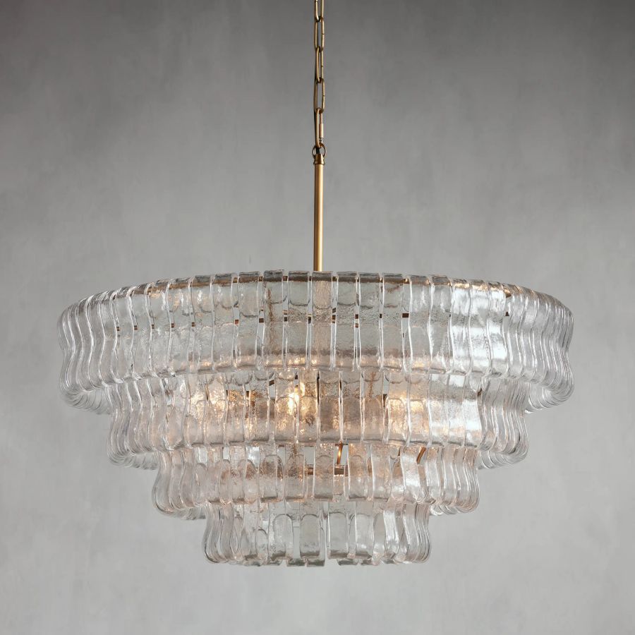 Art Glass Ghiaccio Round Chandelier 36" 48"