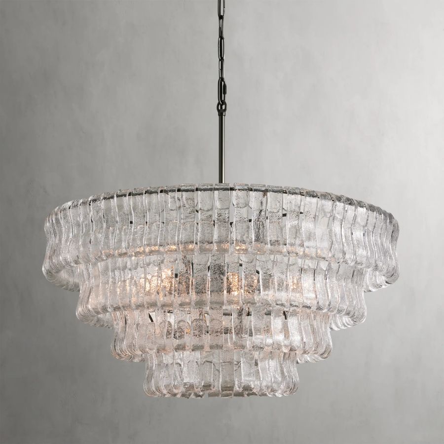 Art Glass Ghiaccio Round Chandelier 36" 48"