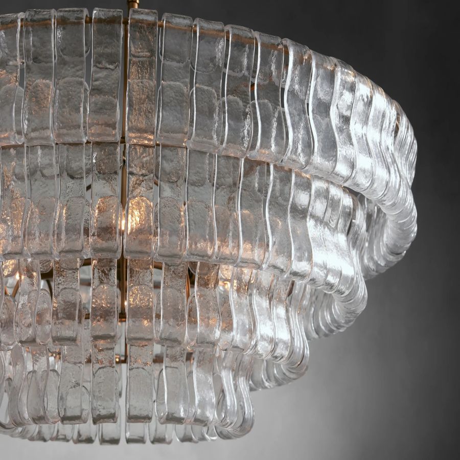 Art Glass Ghiaccio Round Chandelier 36" 48"