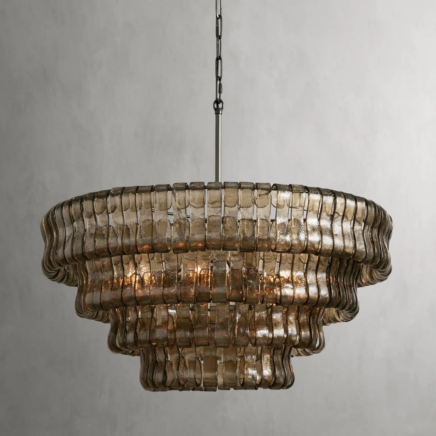 Art Glass Ghiaccio Round Chandelier 36" 48"