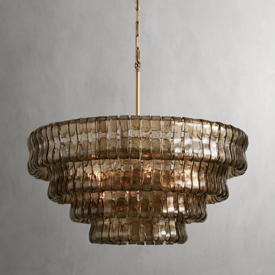 Art Glass Ghiaccio Round Chandelier 36" 48"