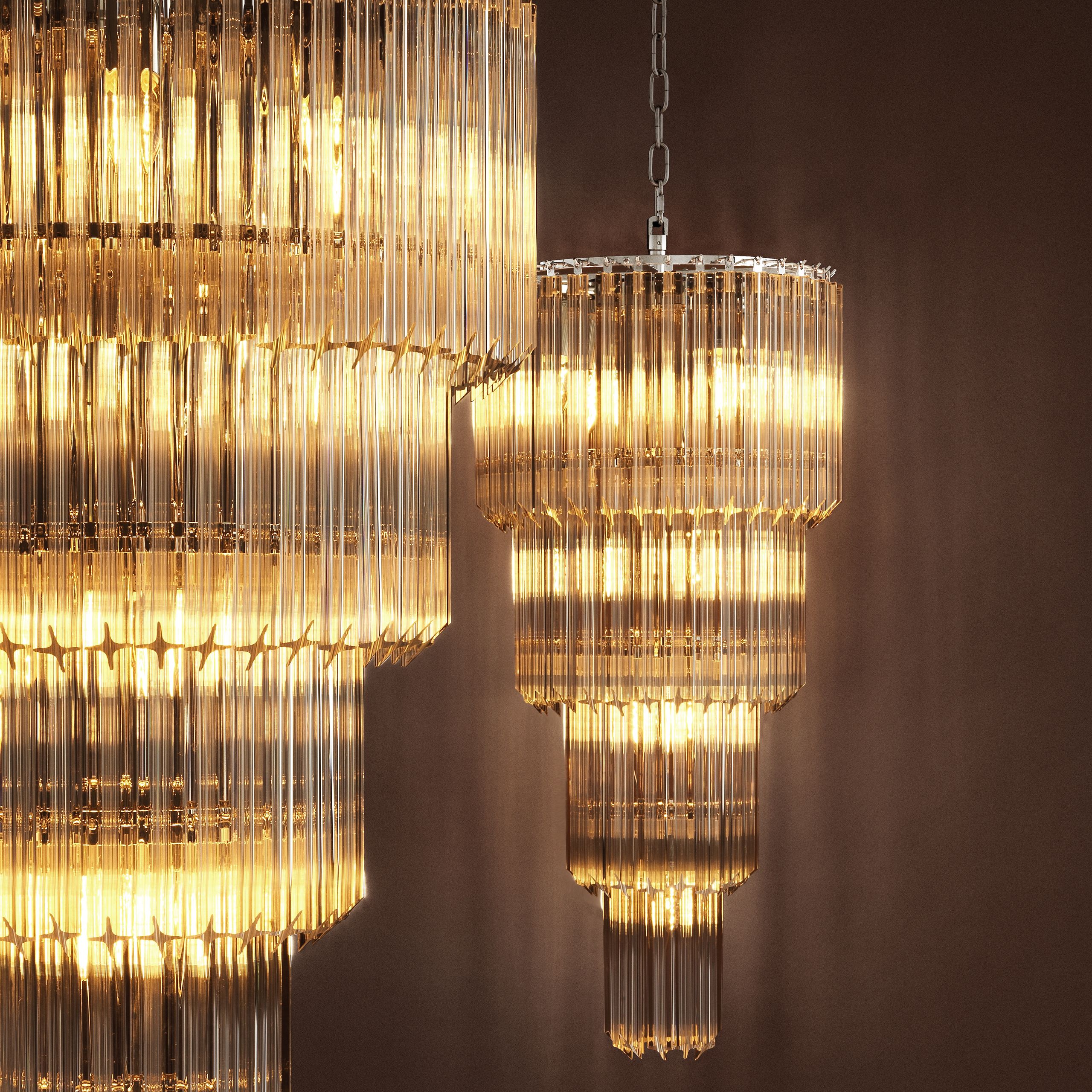Alpina Modern Glass Chandelier - [Nickel]