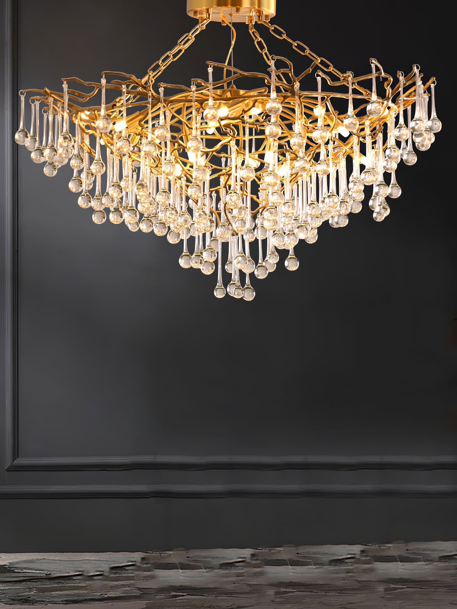 Simsia Anita Teardrop Branch brass chandelier