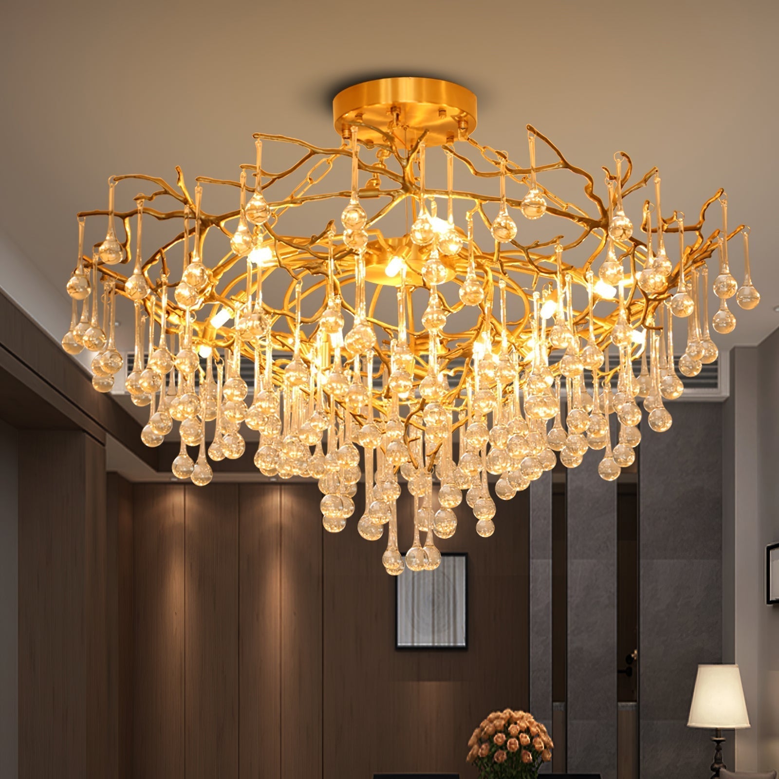 Simsia Anita Teardrop Branch brass chandelier