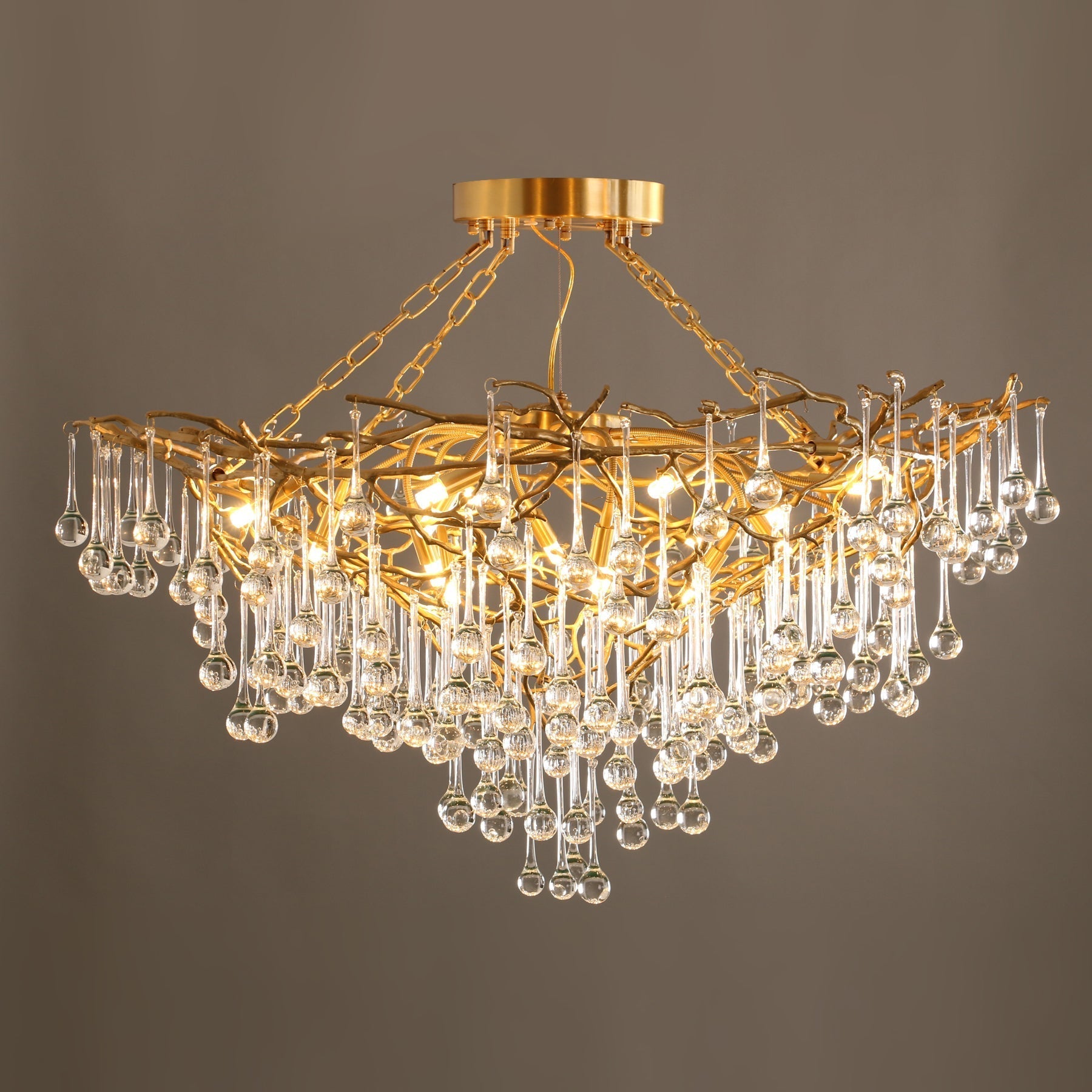 Simsia Anita Teardrop Branch brass chandelier
