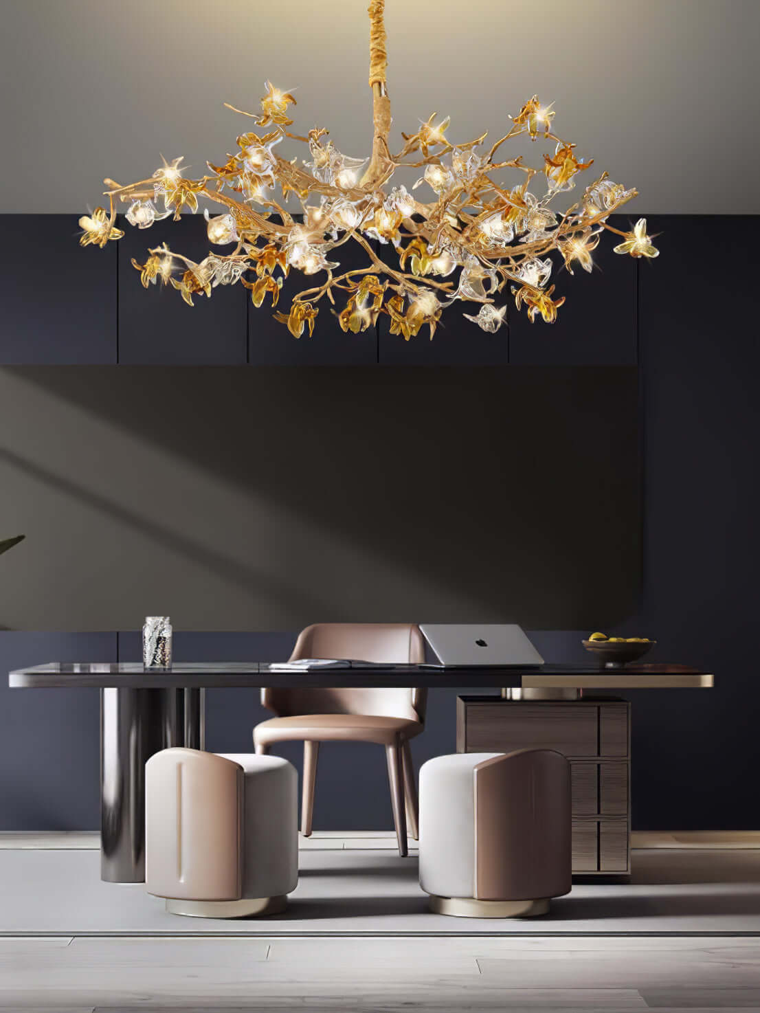 Flora Aosta Brass Glass Flower Chandelier 23.6" 31.5" 39"