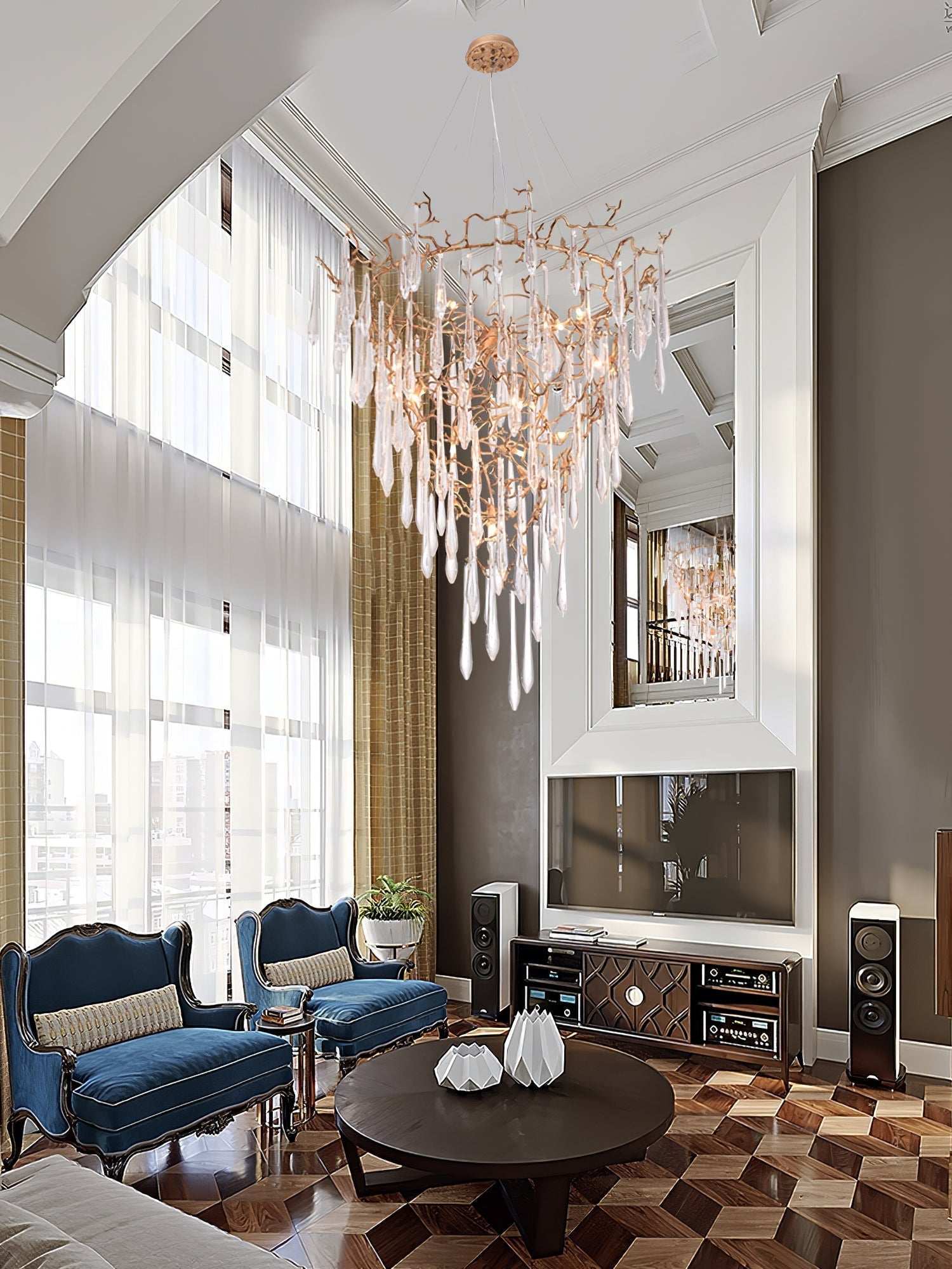 Aqua Parable Chandeliers 39.4" 31.5" 35.4" 39.4"D
