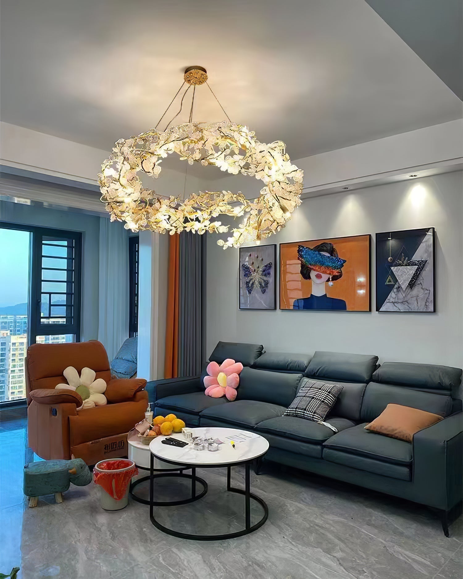 Flora Aurea Chandelier 23.6" 31" 39" 47"D