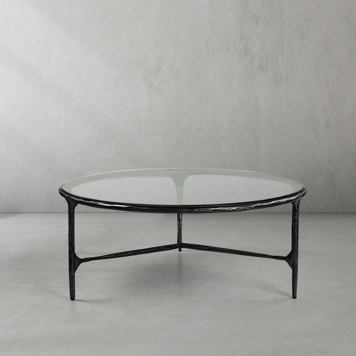 Thaddeus Glass Round Coffee Table 3 Table Legs 35"