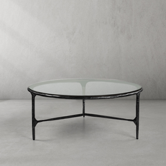 Thaddeus Glass Round Coffee Table 3 Table Legs 35"