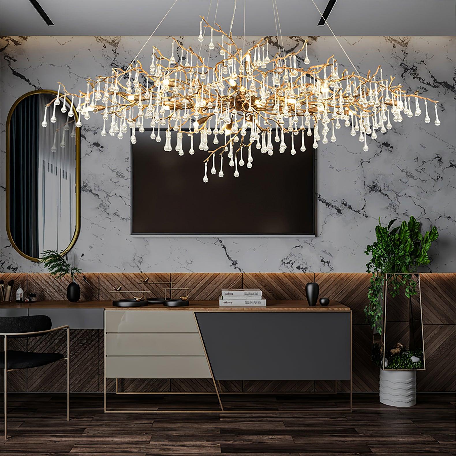 Simsia Tree Branch Bijou Crystal Drop Chandelier 41.3" 47" 59" 70.8" 78.7"L