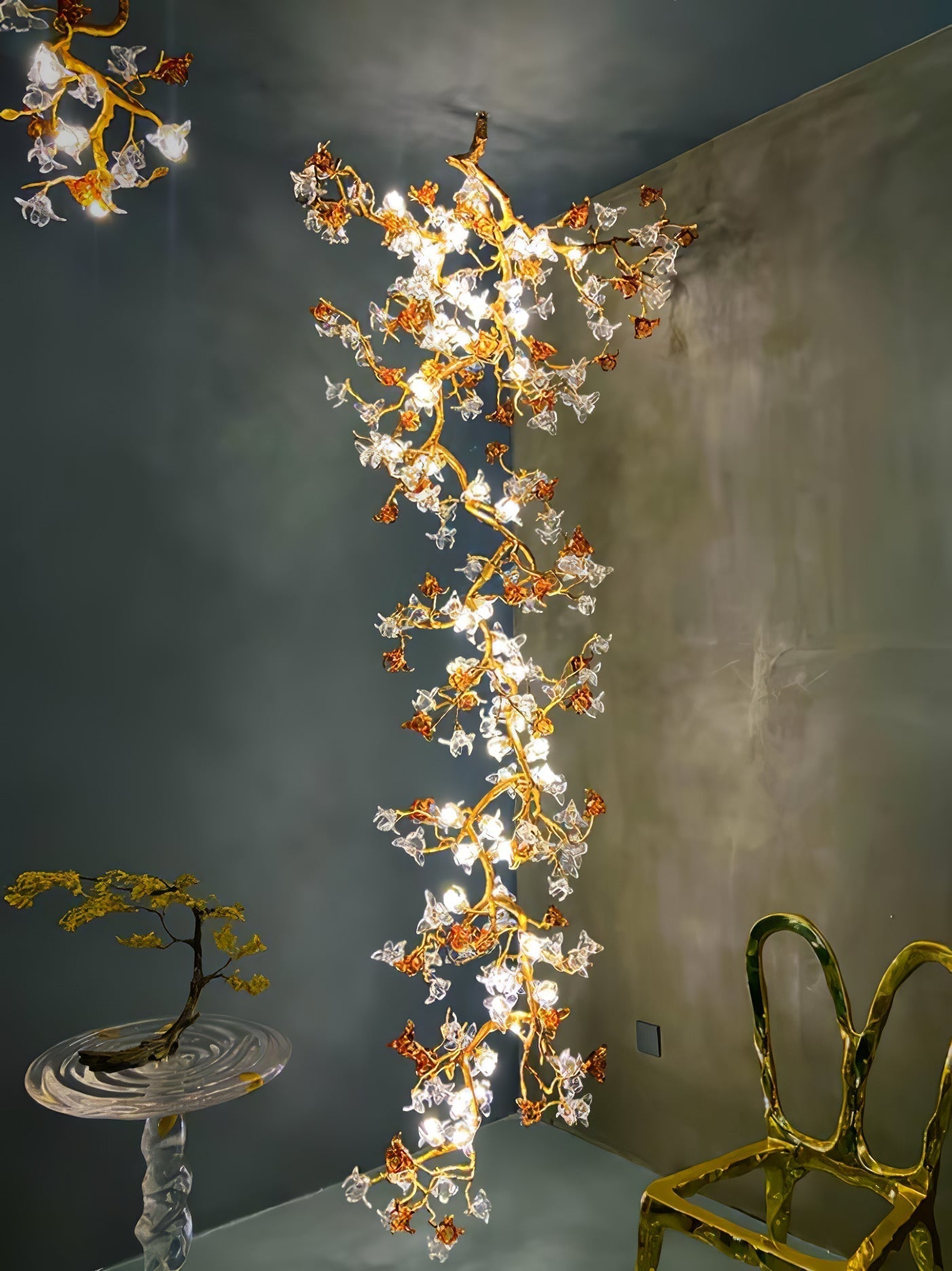Flora Brass Maple Branch Chandelier