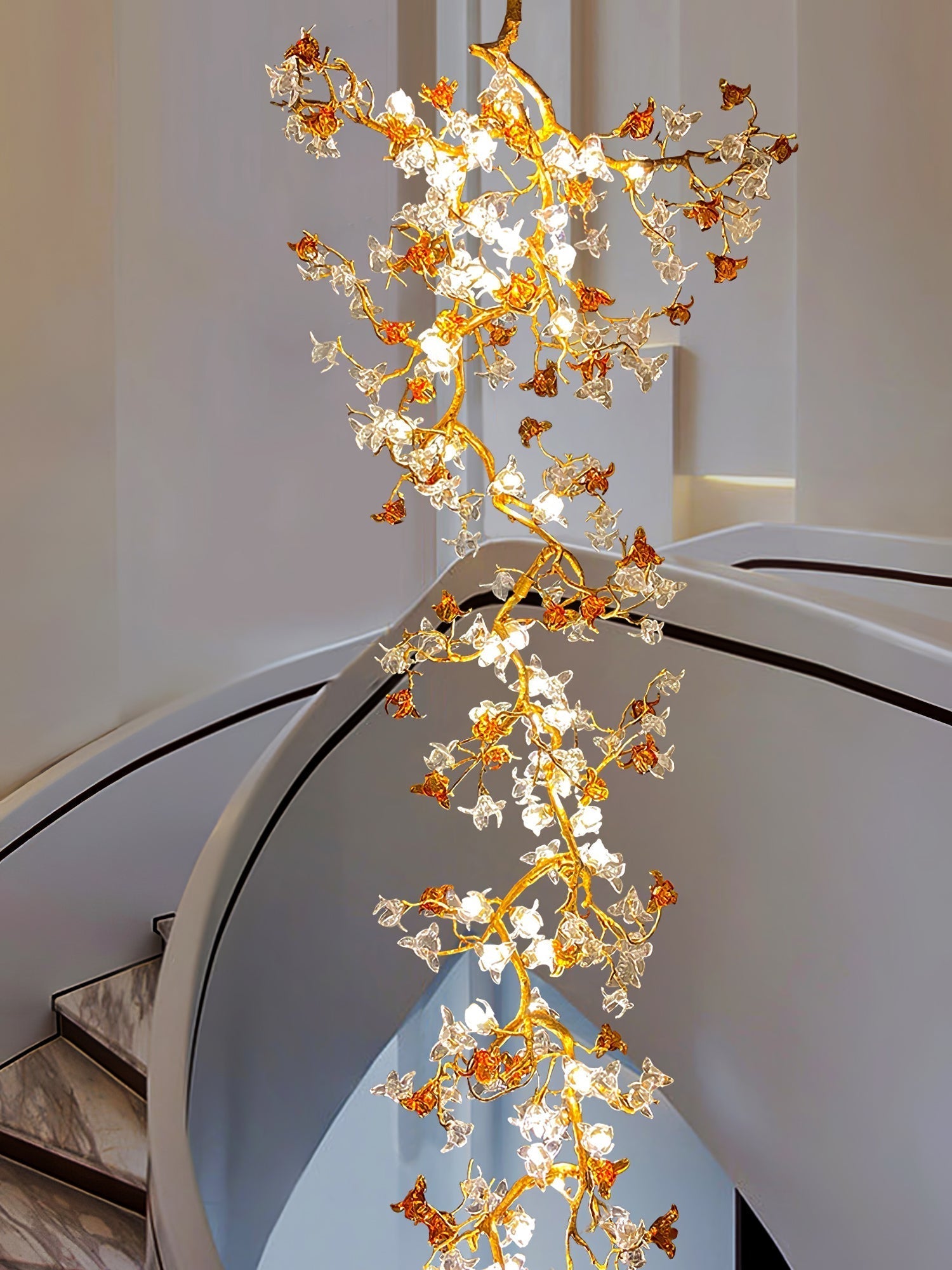 Flora Brass Maple Branch Chandelier