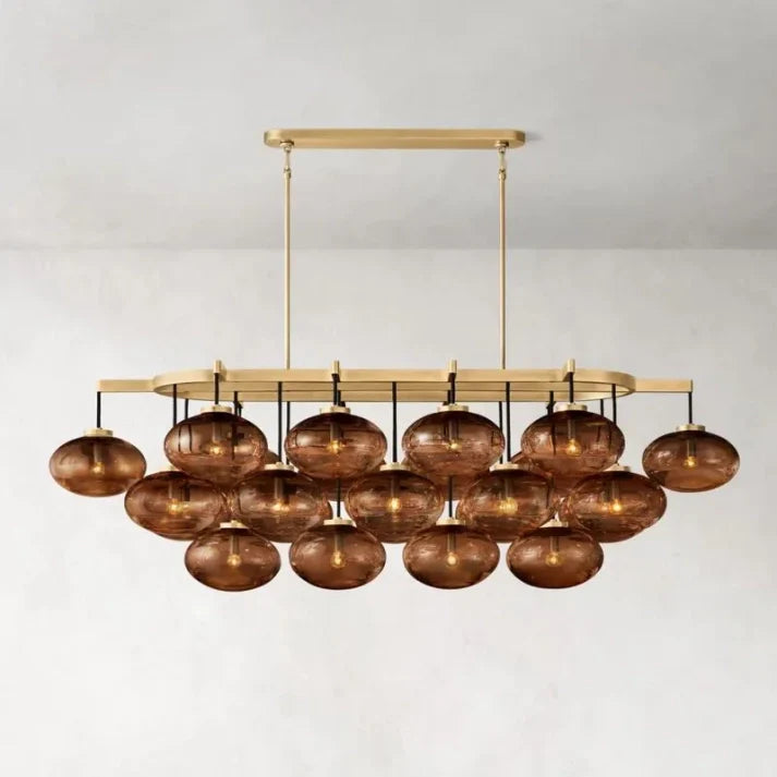 CABRETTE AMBER GLASS LINEAR CHANDELIER 72"