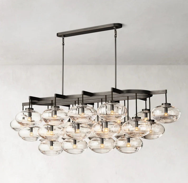 CABRETTE CLEAR GLASS LINEAR CHANDELIER 72"