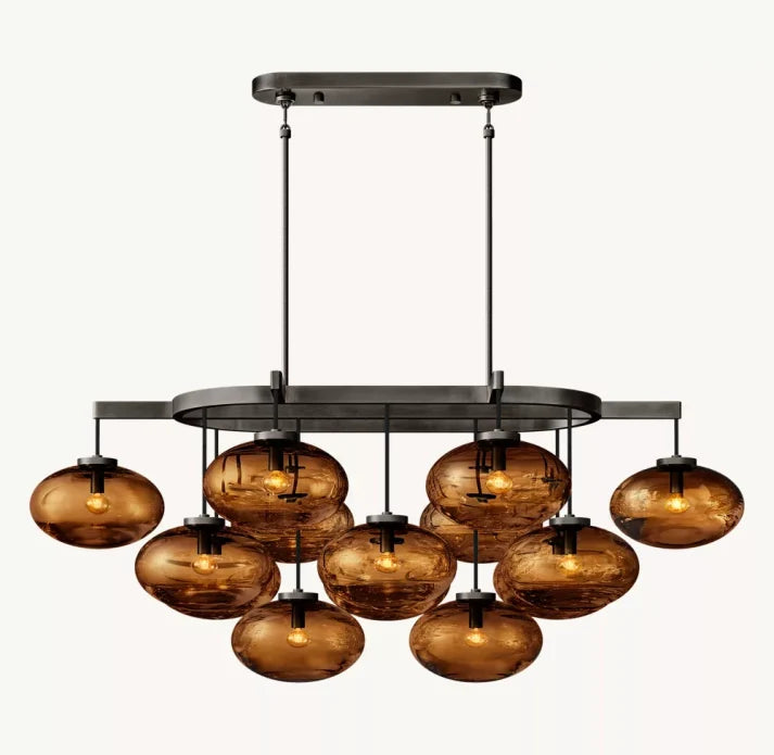 Cabrette Amber Glass Linear Chandelier 54"