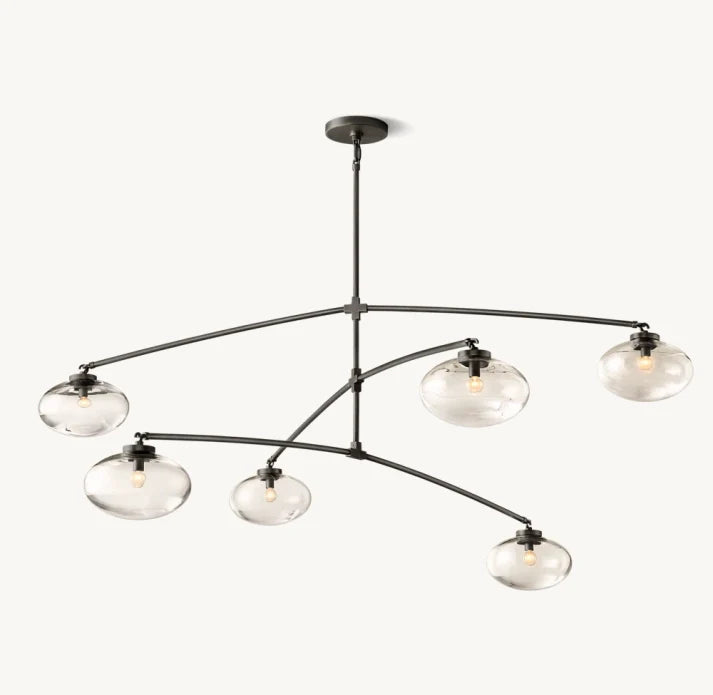 Cabrette Clear Glass Mobile Round Chandelier 48'' 60'' 72''