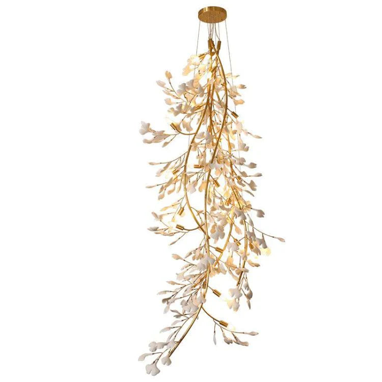 Vertical Modern Ceramic Petal Chandelier Stair Light