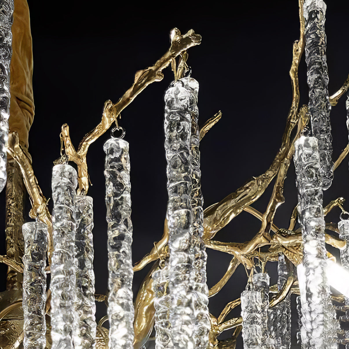 Annata Crystal Icicles Branch Brass Chandelier