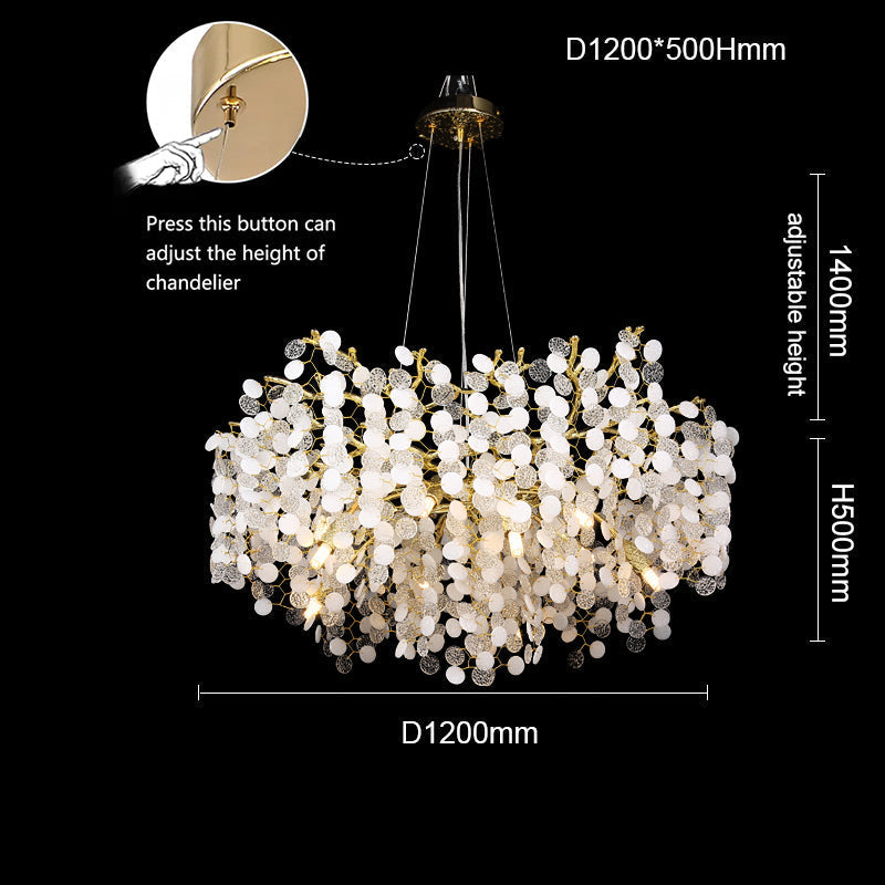 Sunniva Gold Blossom Crystal Round Branch Chandelier For Living Room