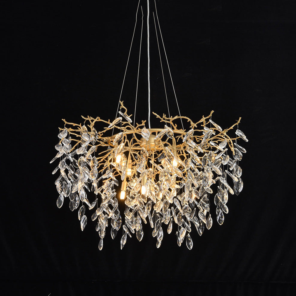 Talia  Round Gold Clear Crystal Chandelier