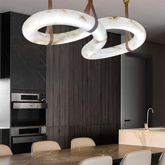 Designer Symmetrical Contemporary Nordic Alabaster Chandelier