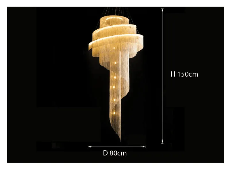 Alisa Luxury Aluminum Chain Tassel Ring Multilayer Chandelier 47'' 59'' 67''H