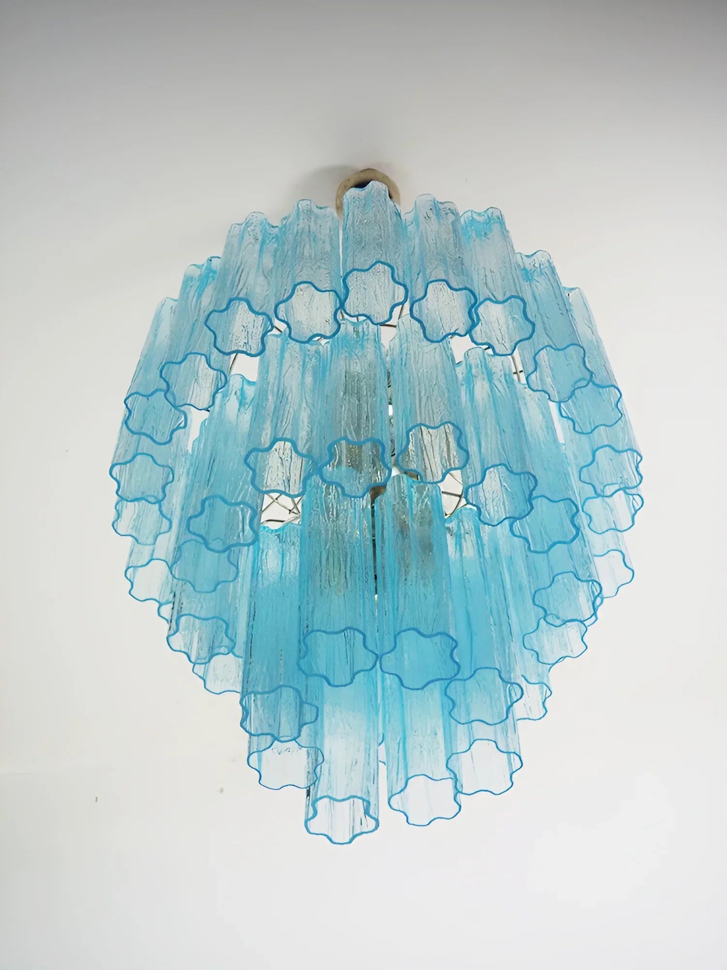Elegant Blue Murano Glass Tube Chandelier 25.6"