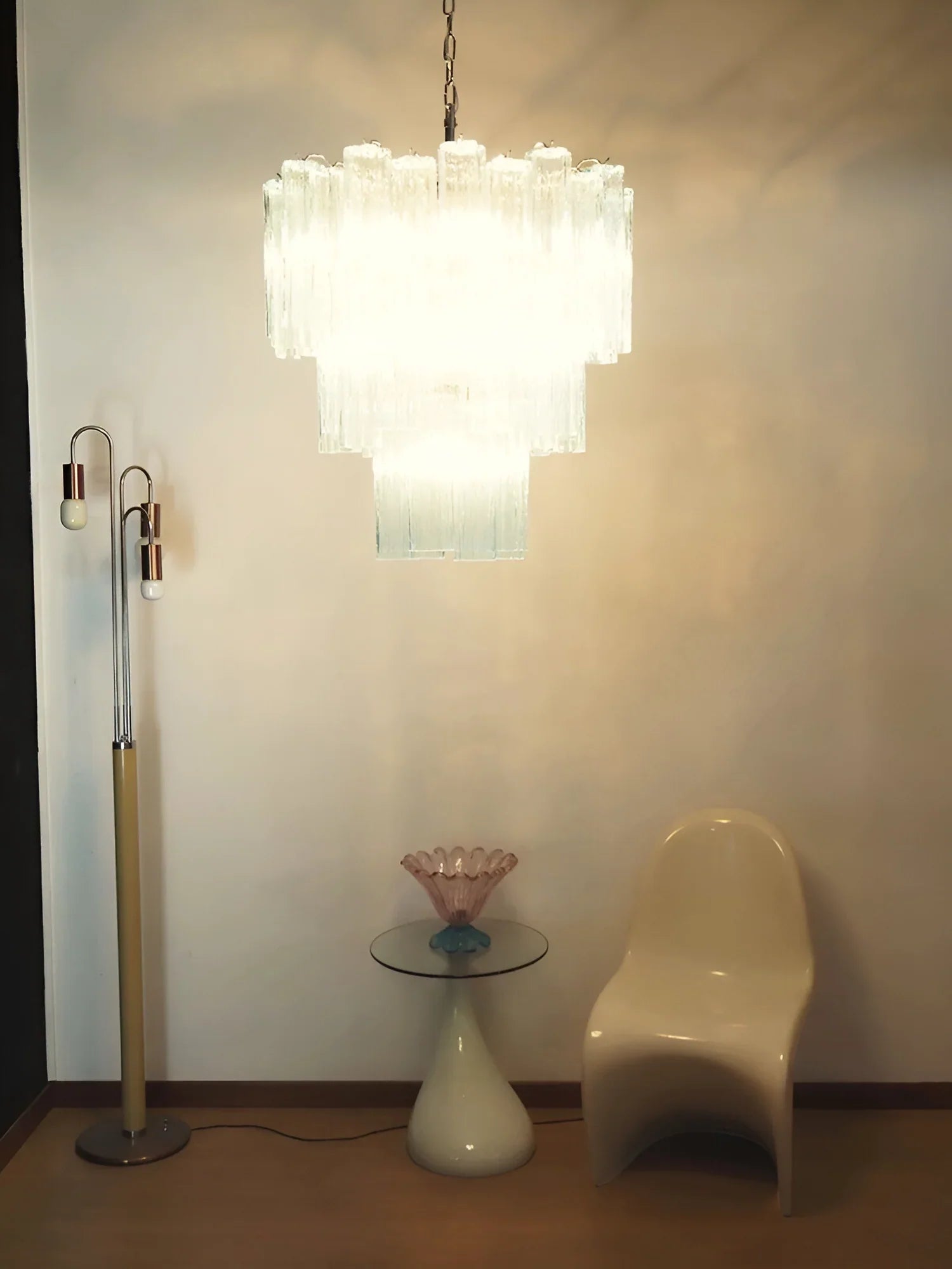 Elegant Blue Murano Glass Tube Chandelier 25.6"