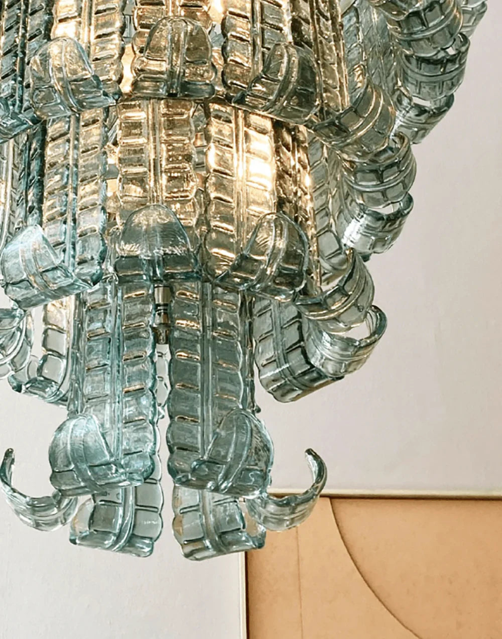 Elegant Leaf-Shaped Murano Glass Chandelier 27.6"