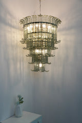 Elegant Leaf-Shaped Murano Glass Chandelier 27.6"