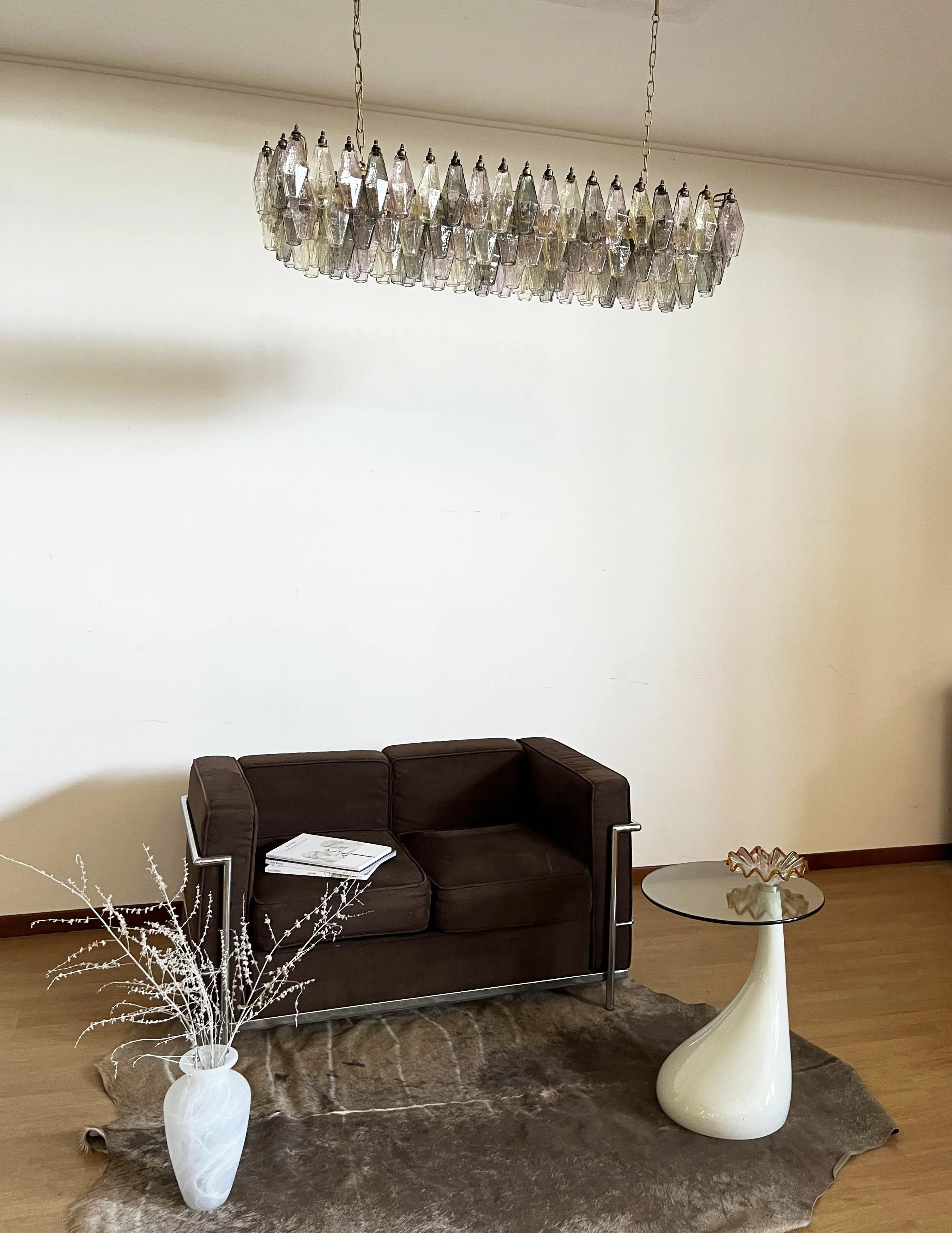 Elegant Multicolored Murano Poliedri Glass Chandelier 49"