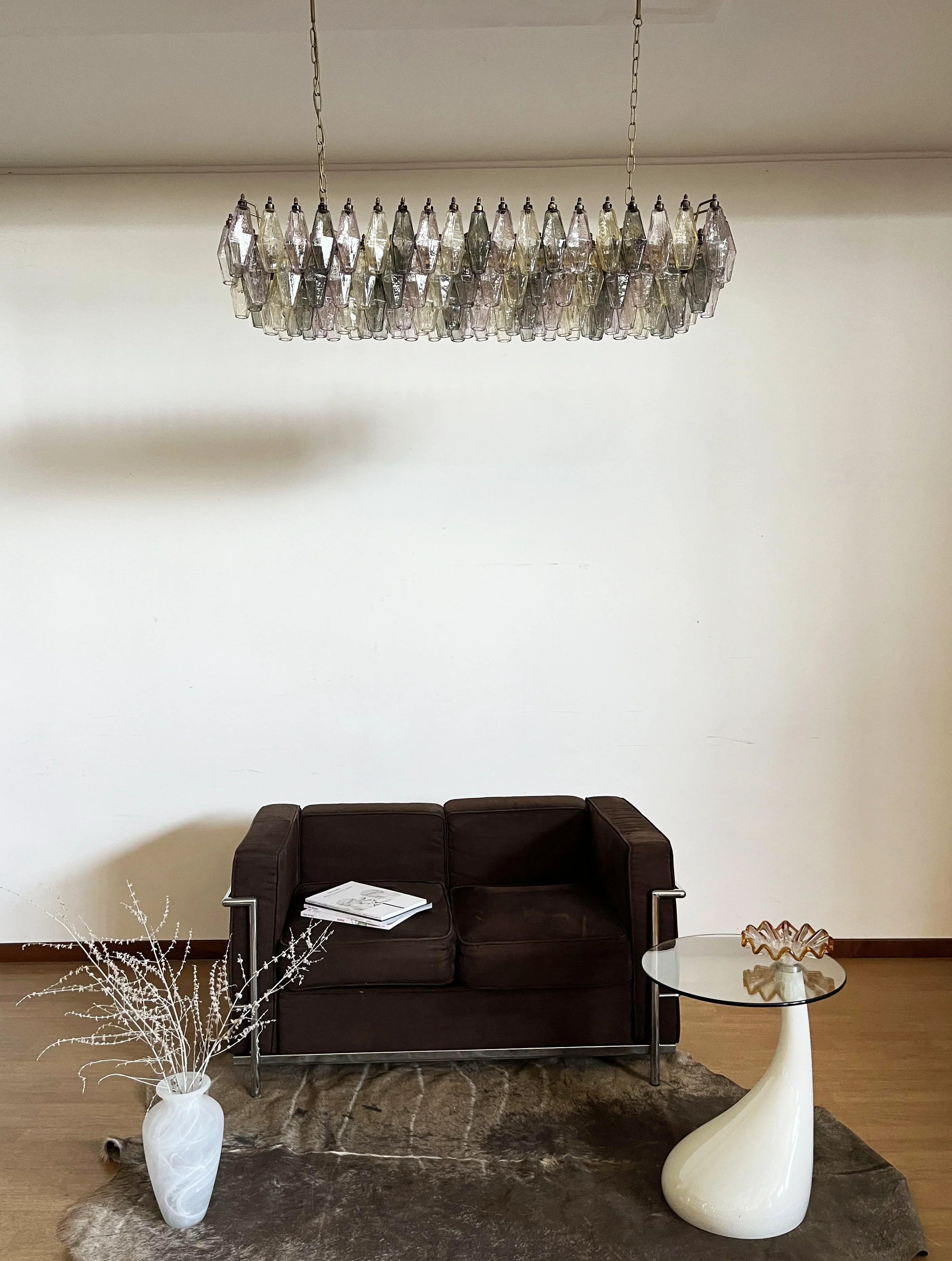 Elegant Multicolored Murano Poliedri Glass Chandelier 49"