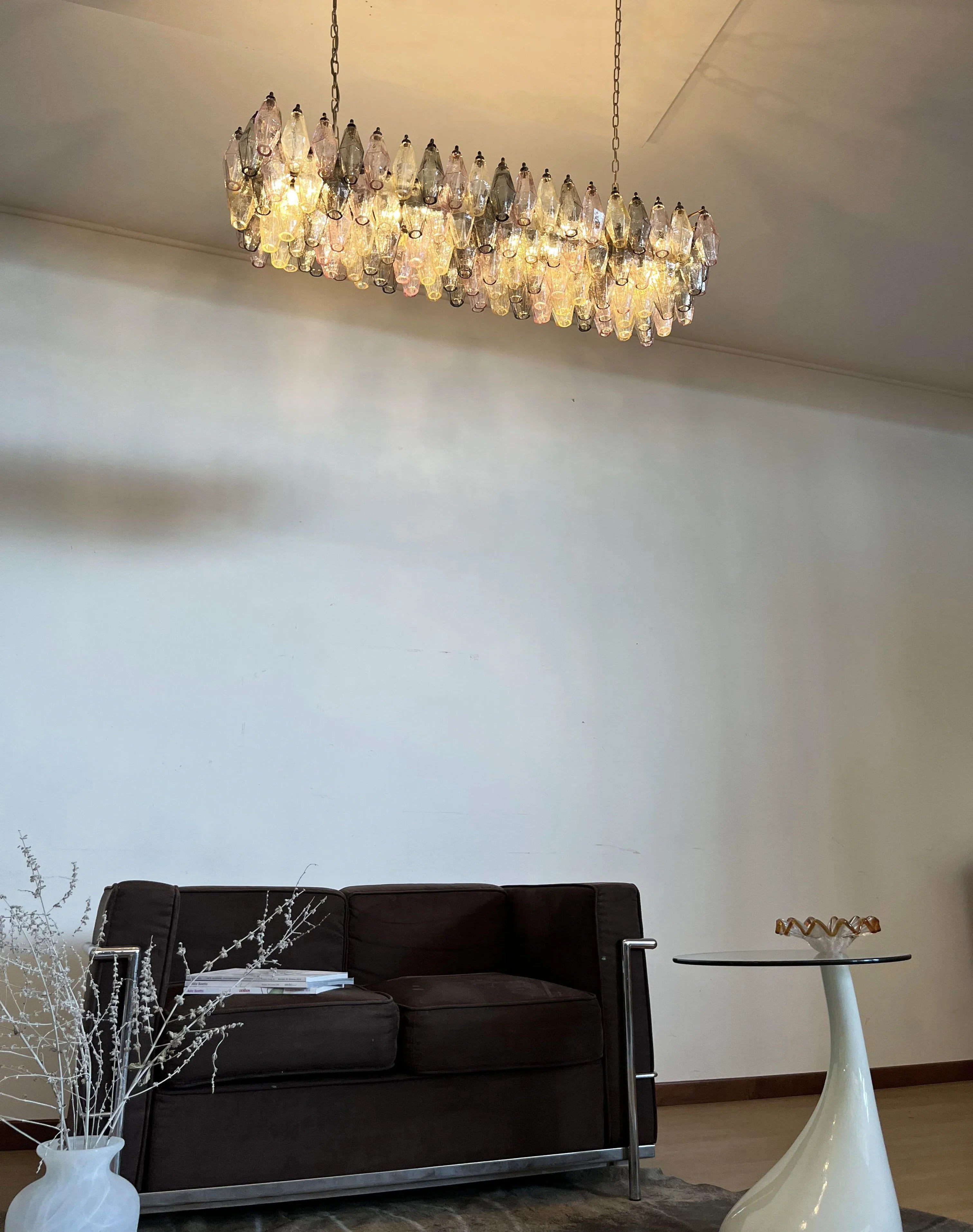 Elegant Multicolored Murano Poliedri Glass Chandelier 49"