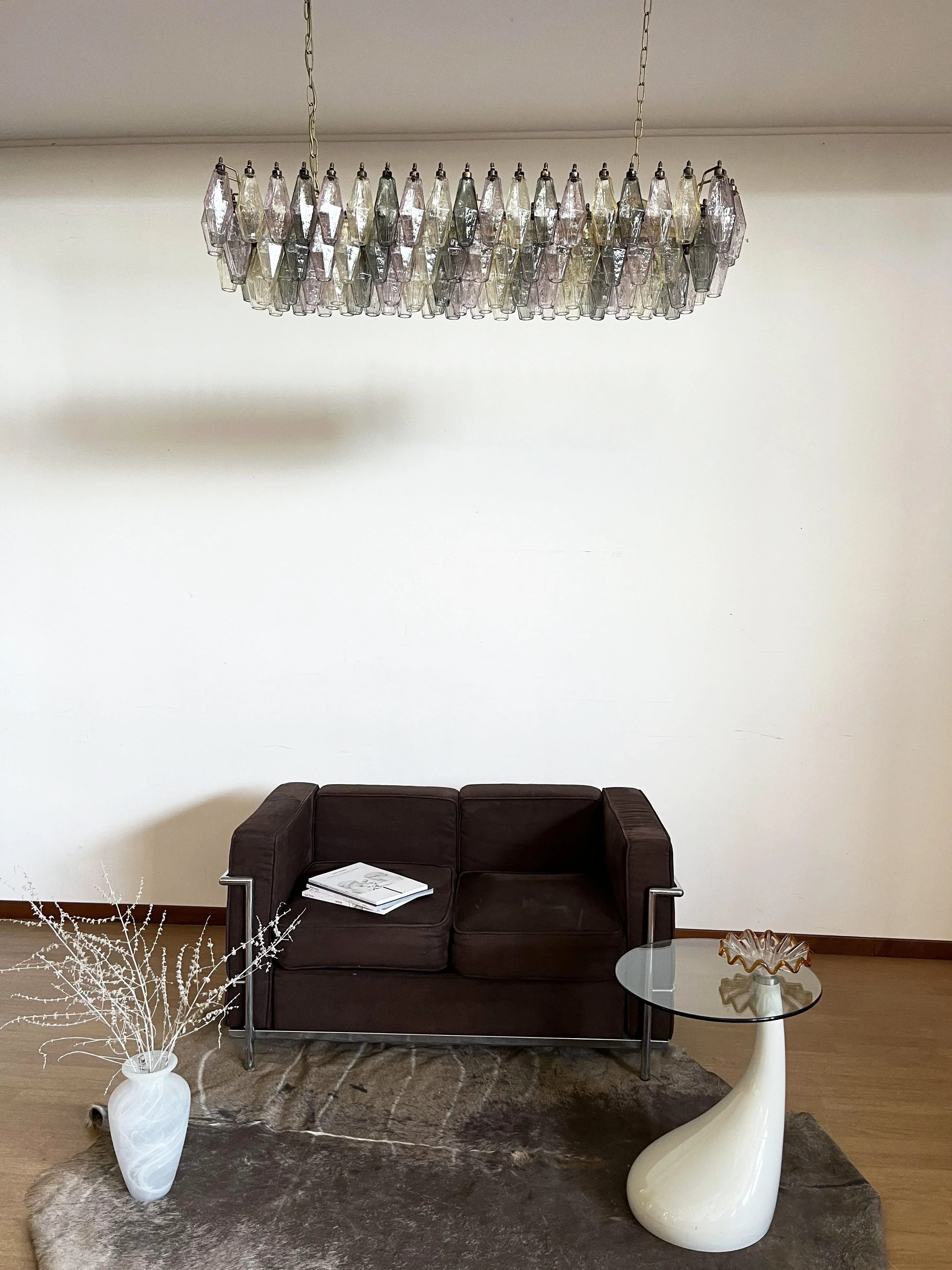 Elegant Multicolored Murano Poliedri Glass Chandelier 49"