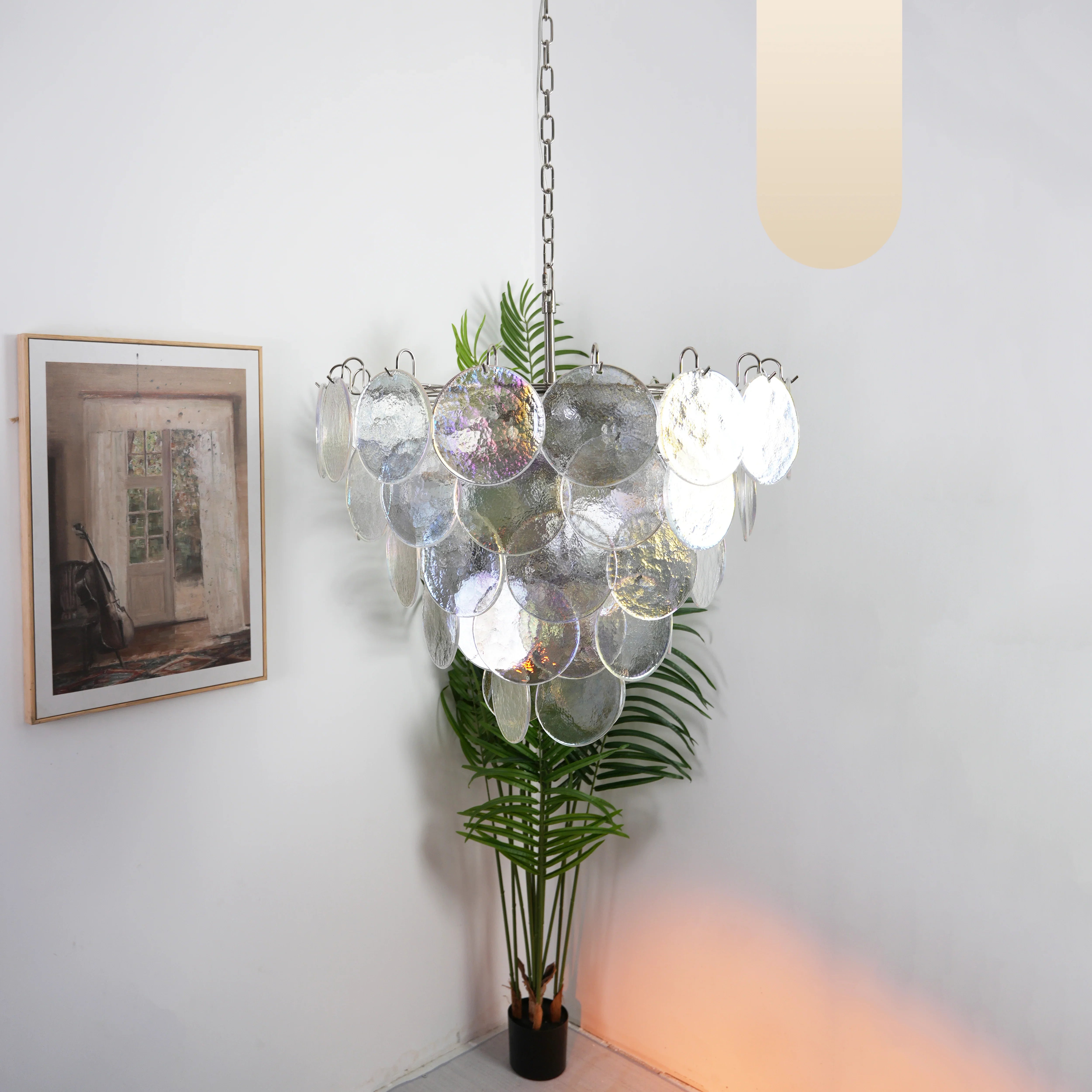 Elegant Murano Disc Iridescent Chandelier 27.6"