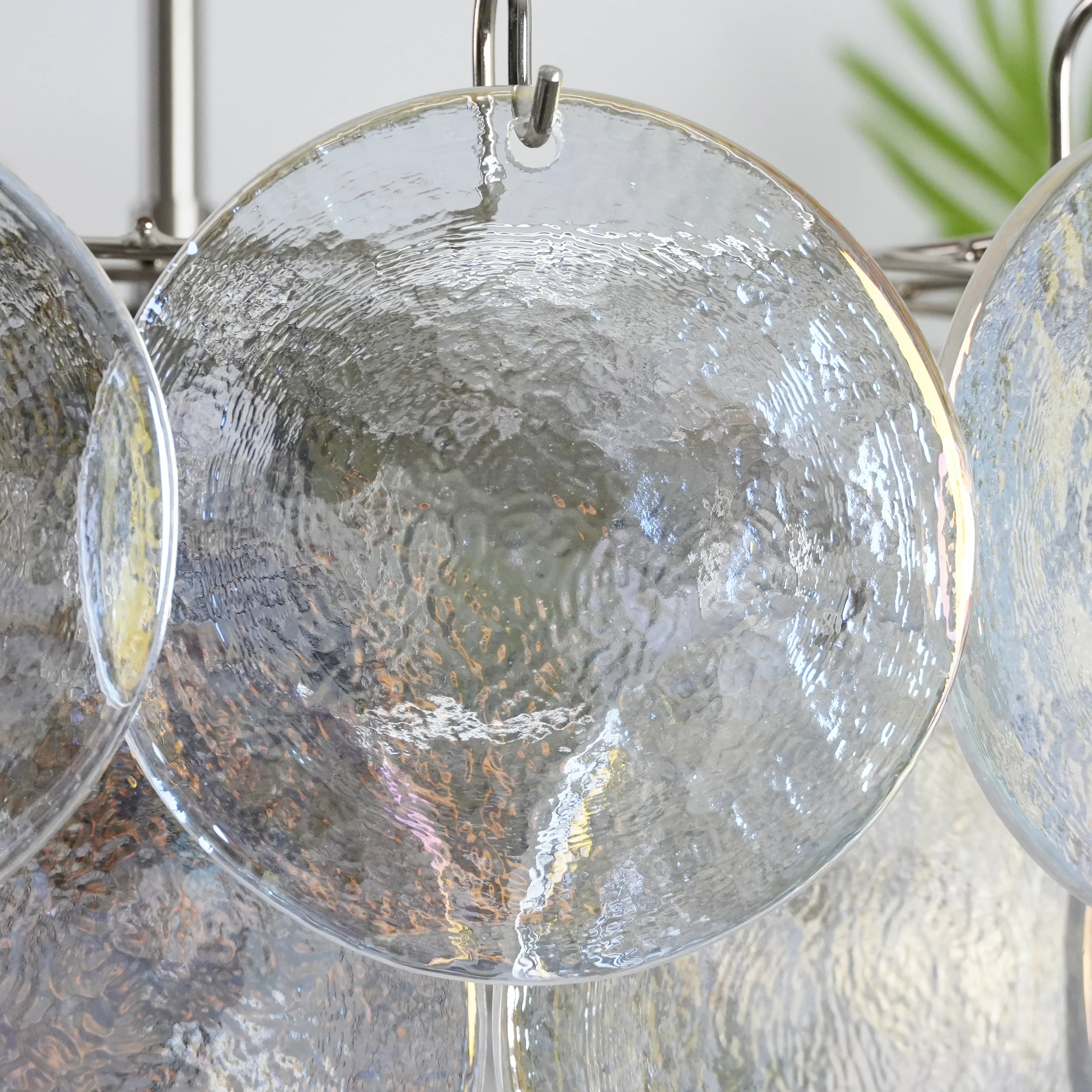 Elegant Murano Disc Iridescent Chandelier 27.6"