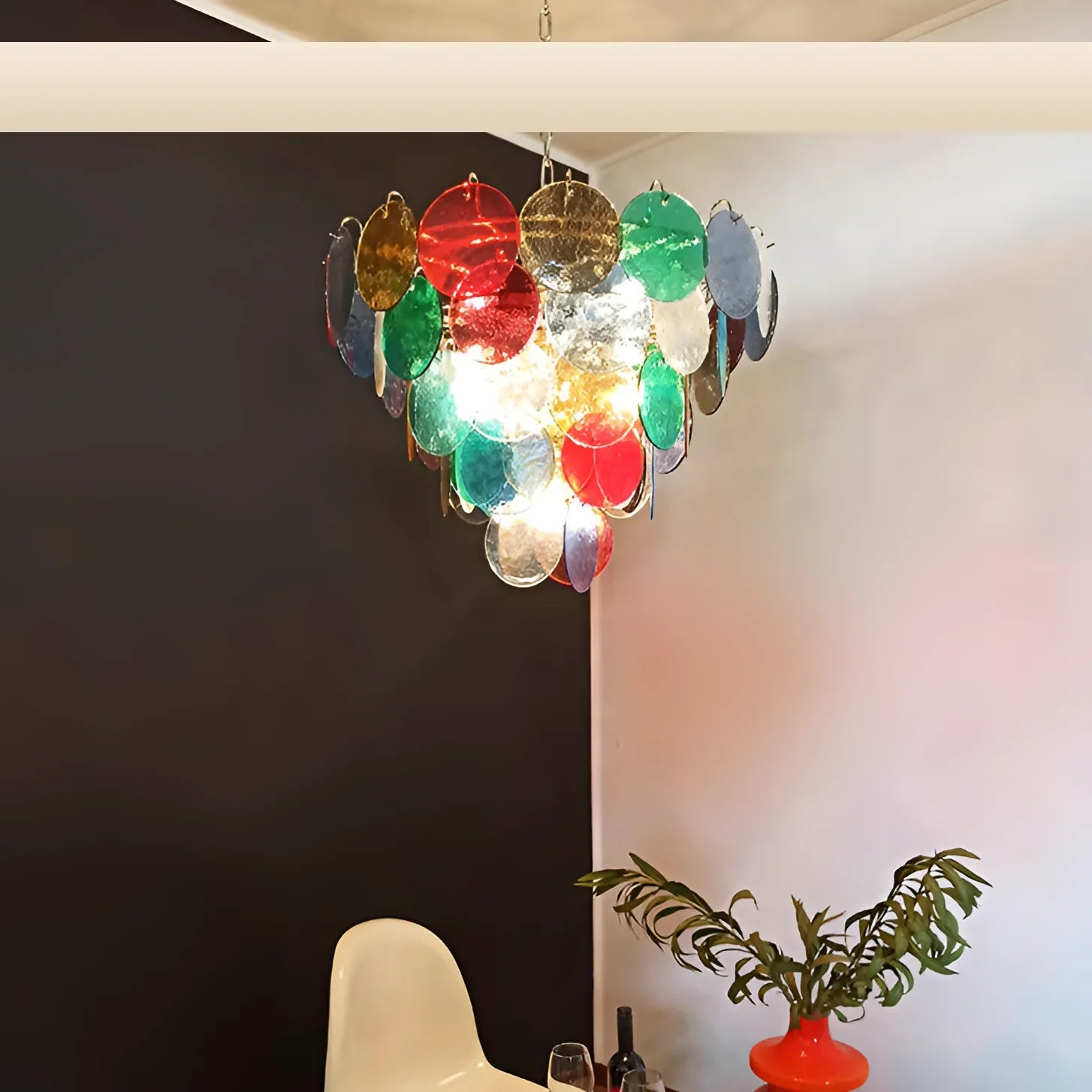 Elegant Murano Disc Multicolored Chandelier 27.6"