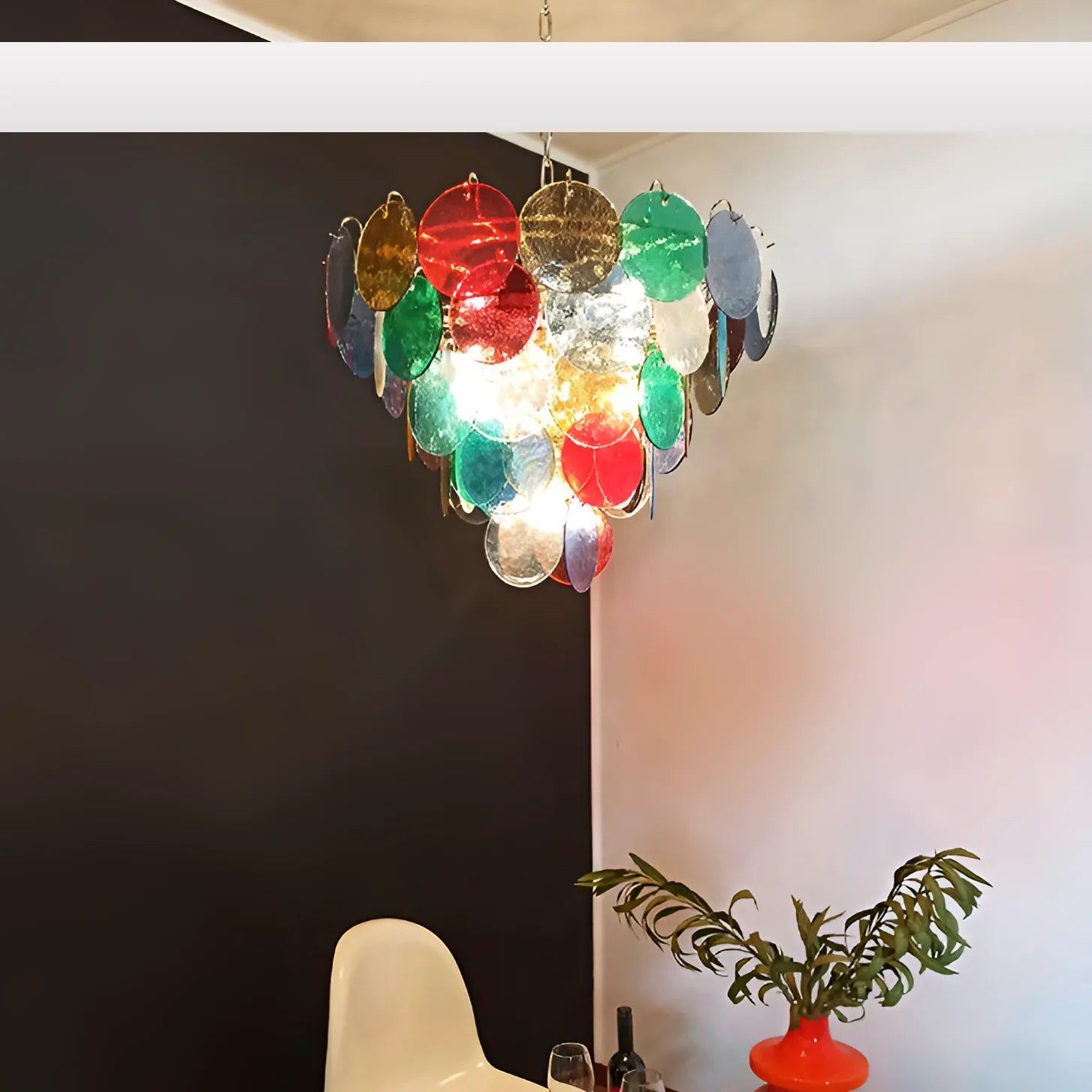 Elegant Murano Disc Multicolored Chandelier 27.6"