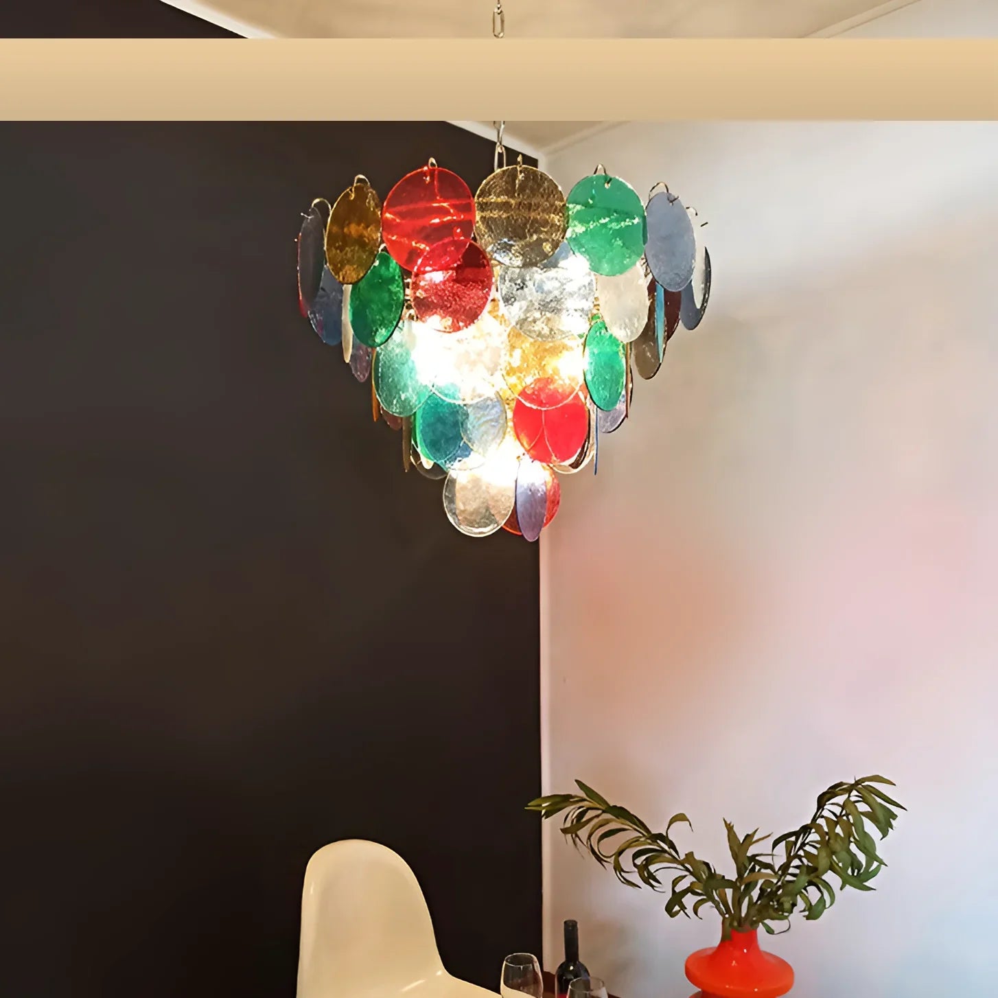 Elegant Murano Disc Multicolored Chandelier 27.6"