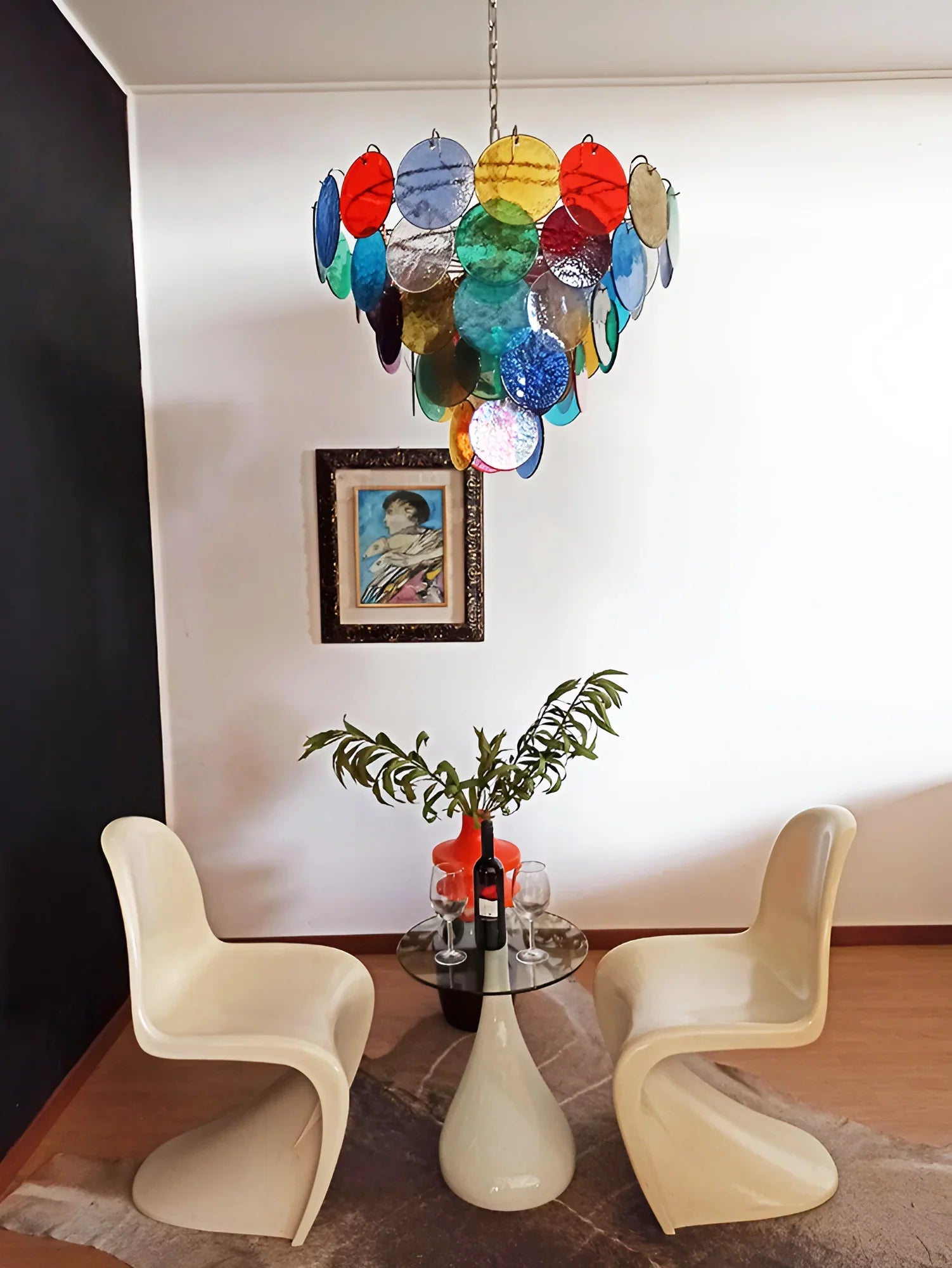 Elegant Murano Disc Multicolored Chandelier 27.6"