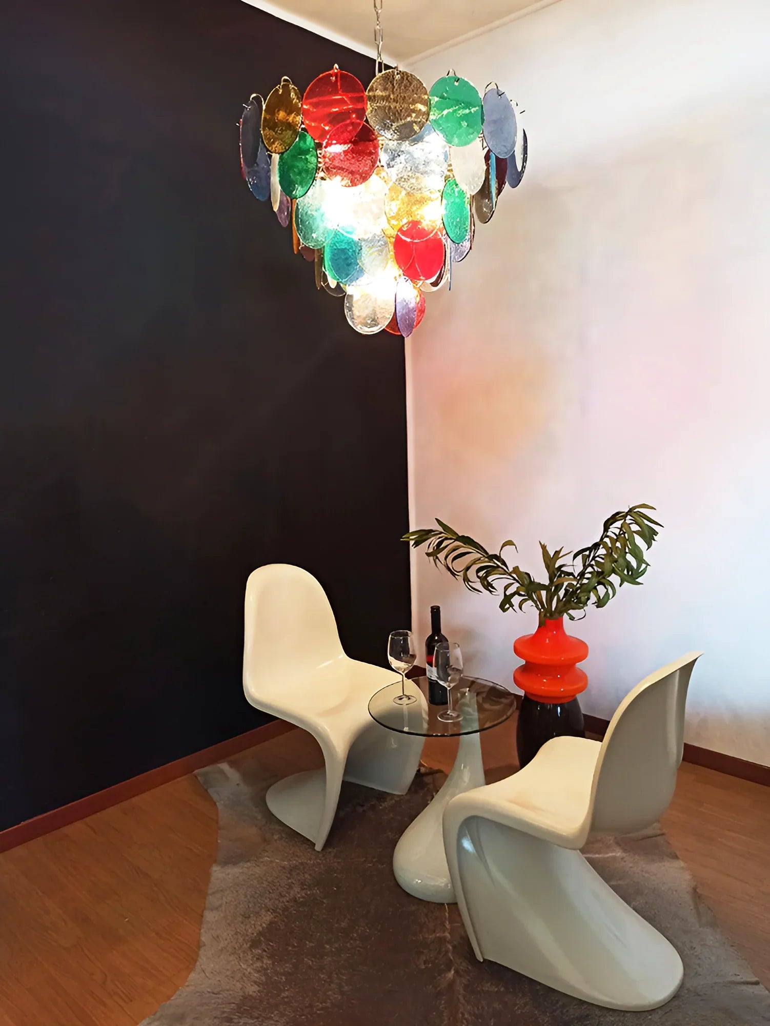 Elegant Murano Disc Multicolored Chandelier 27.6"
