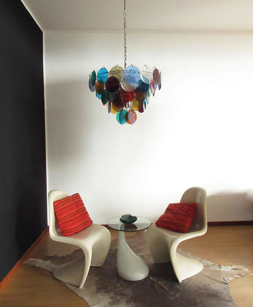 Elegant Murano Disc Multicolored Chandelier 27.6"