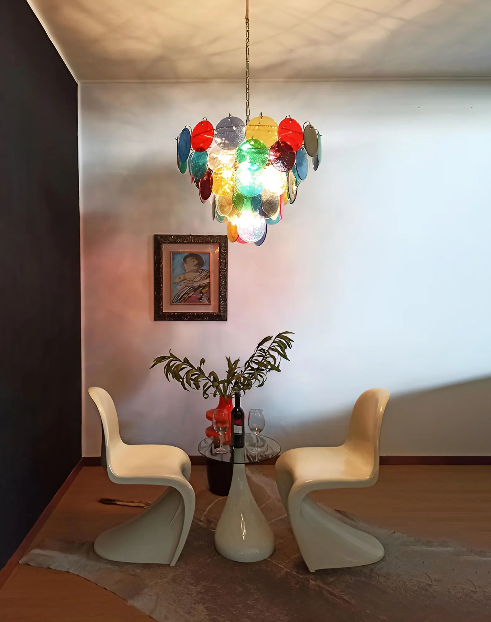 Elegant Murano Disc Multicolored Chandelier 27.6"