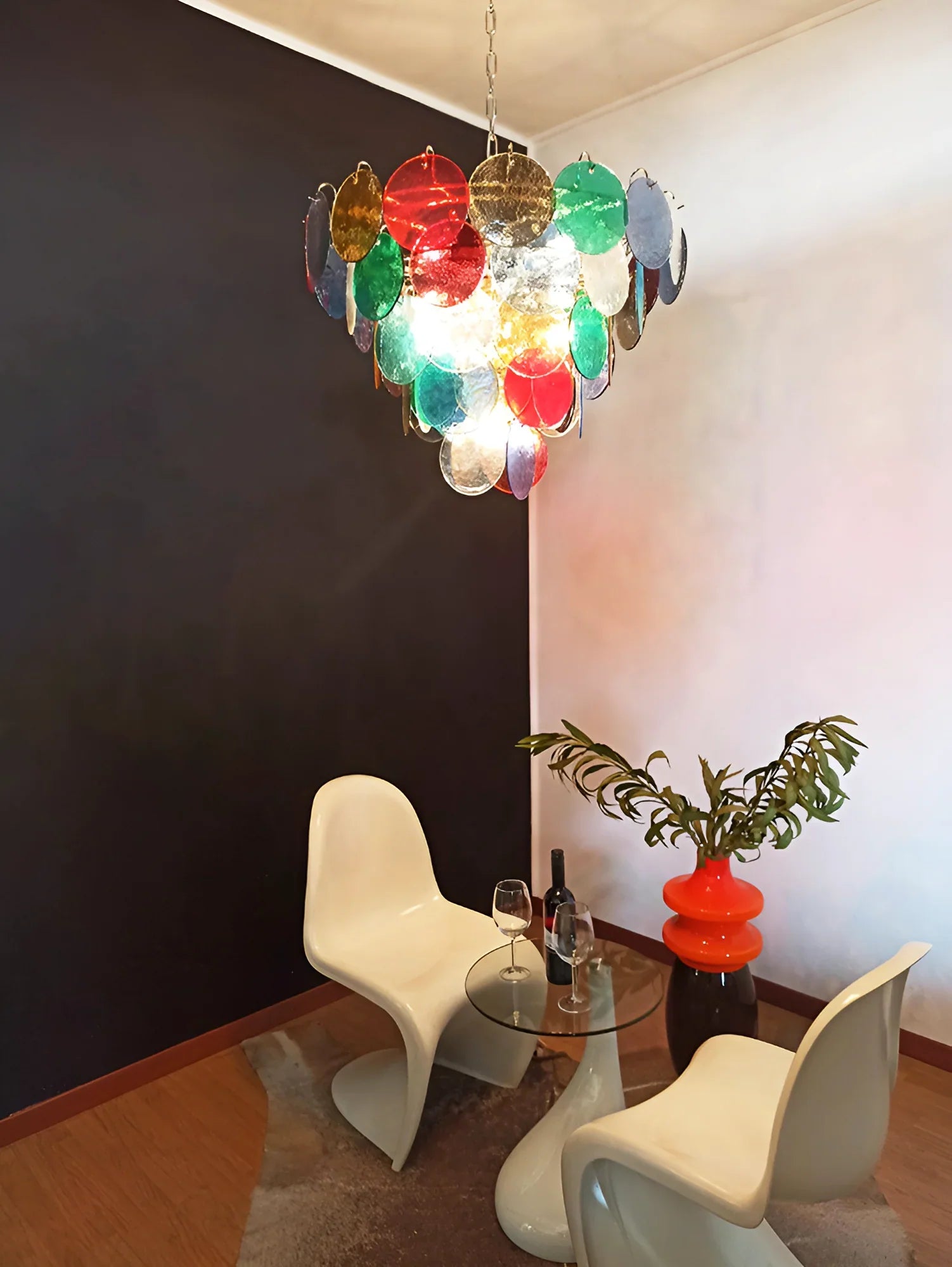 Elegant Murano Disc Multicolored Chandelier 27.6"