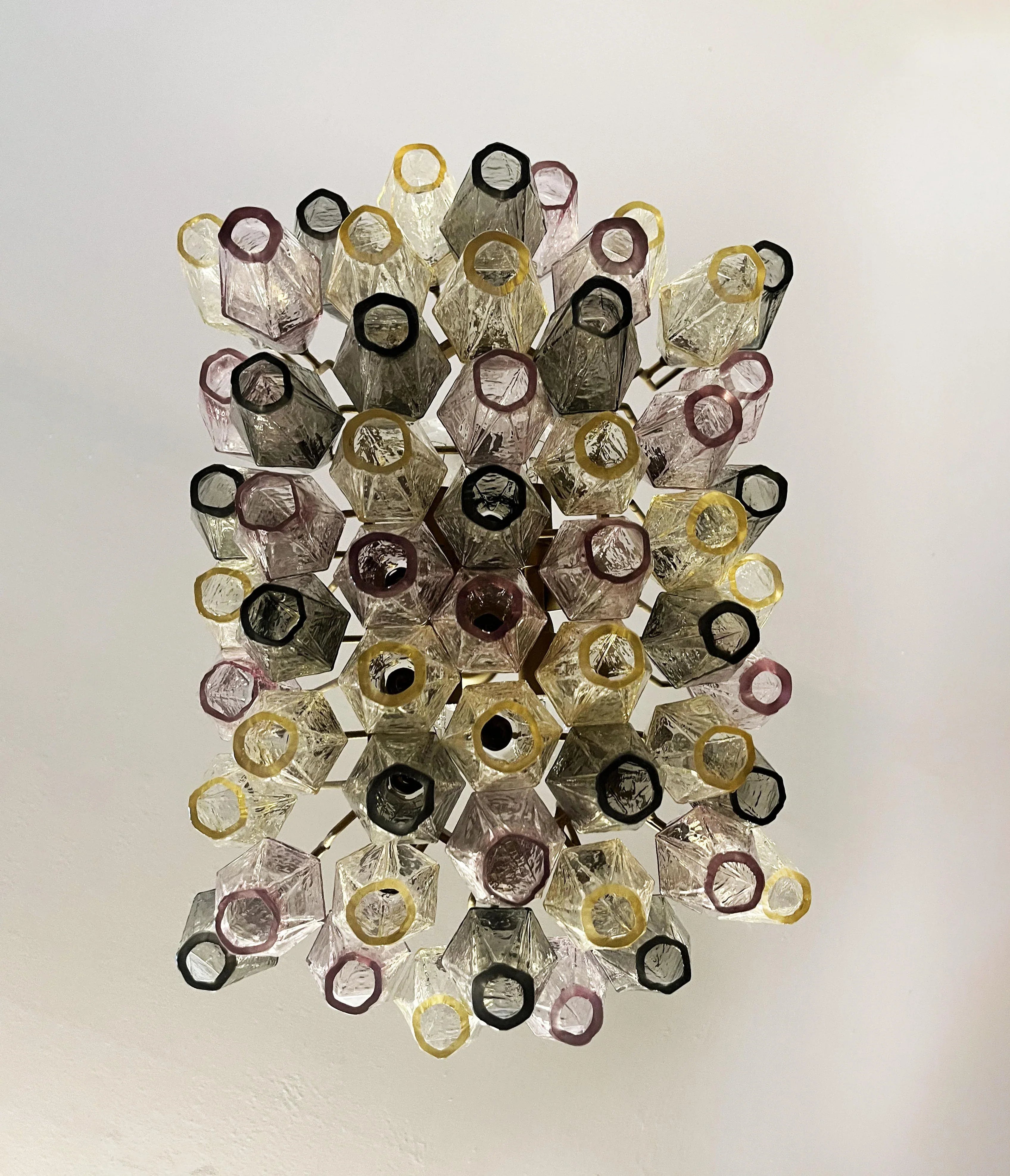 Elegant Murano Poliedri Multicolored Glass Chandelier 22"