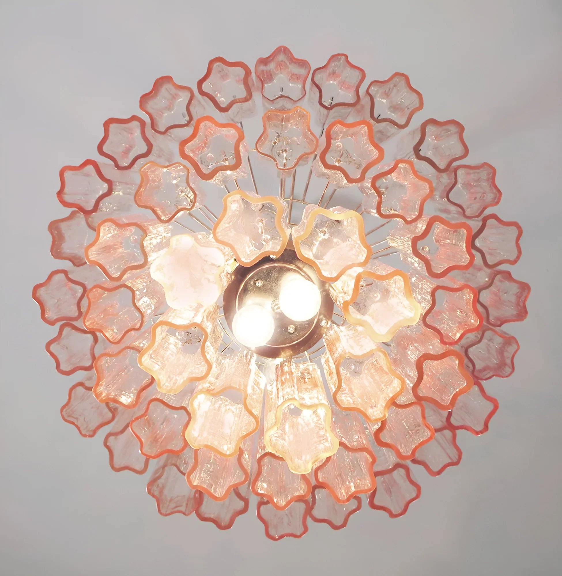 Elegant Pink Murano Glass Tube Chandelier 25.6"