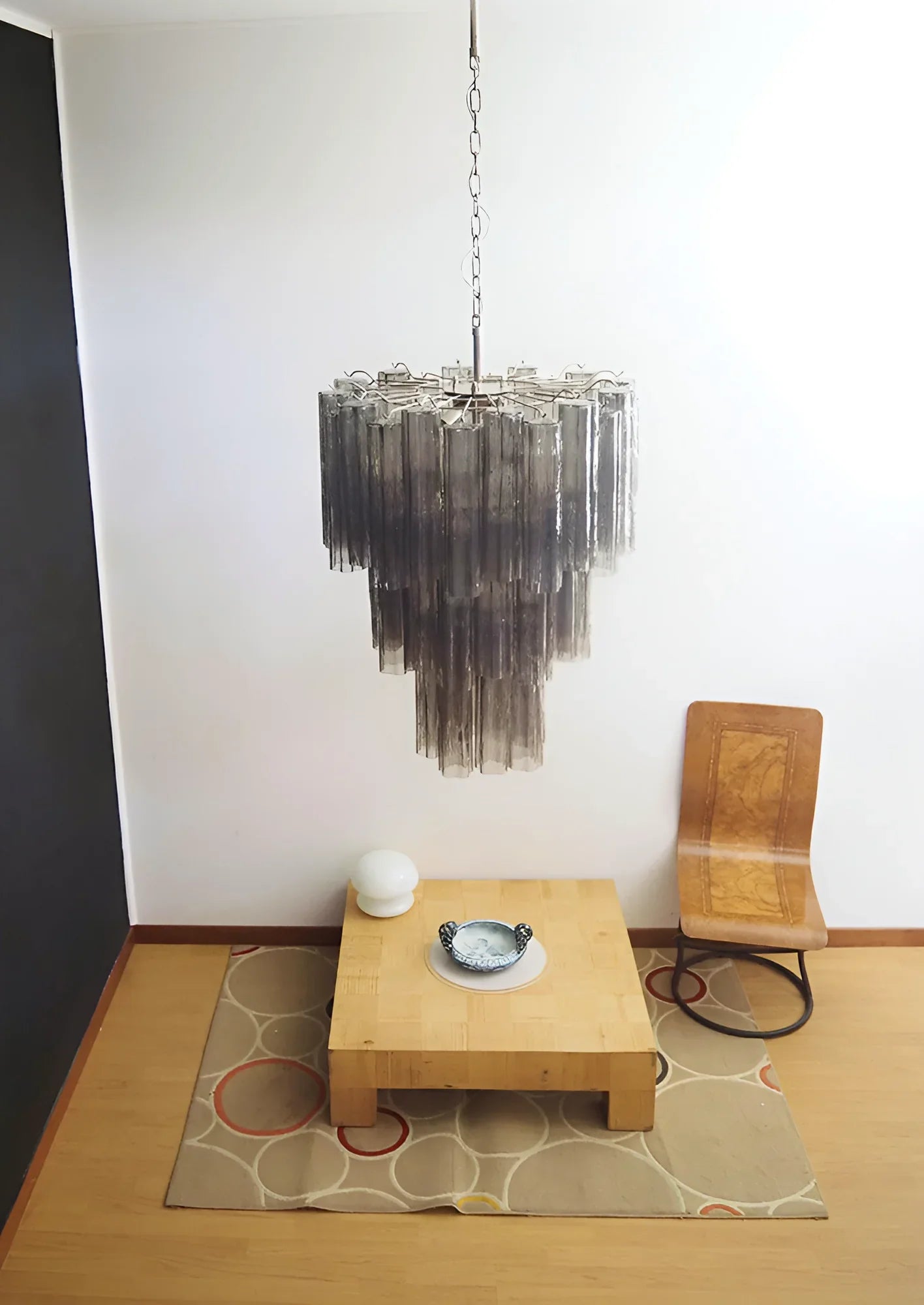 Elegant Smoke Murano Glass Tube Chandelier 25.6"