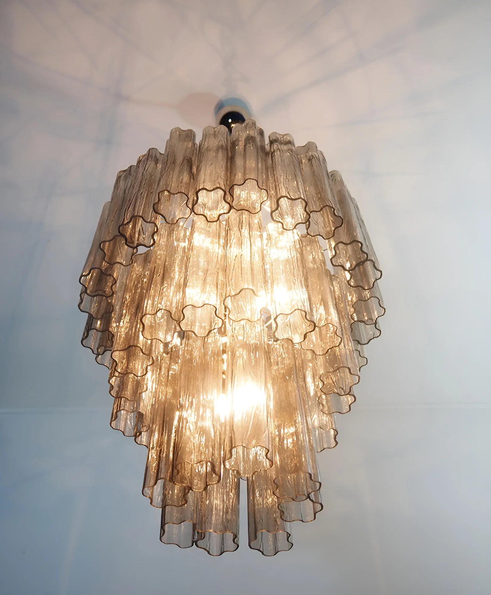 Elegant Smoke Murano Glass Tube Chandelier 25.6"